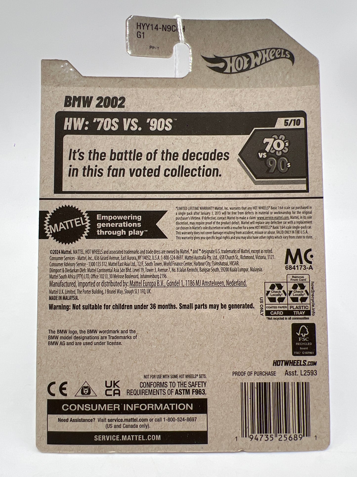 2025 Hot Wheels H Case Walmart Exclusive Zamac 005 #77 70s Vs. 90s BMW 2002 143i