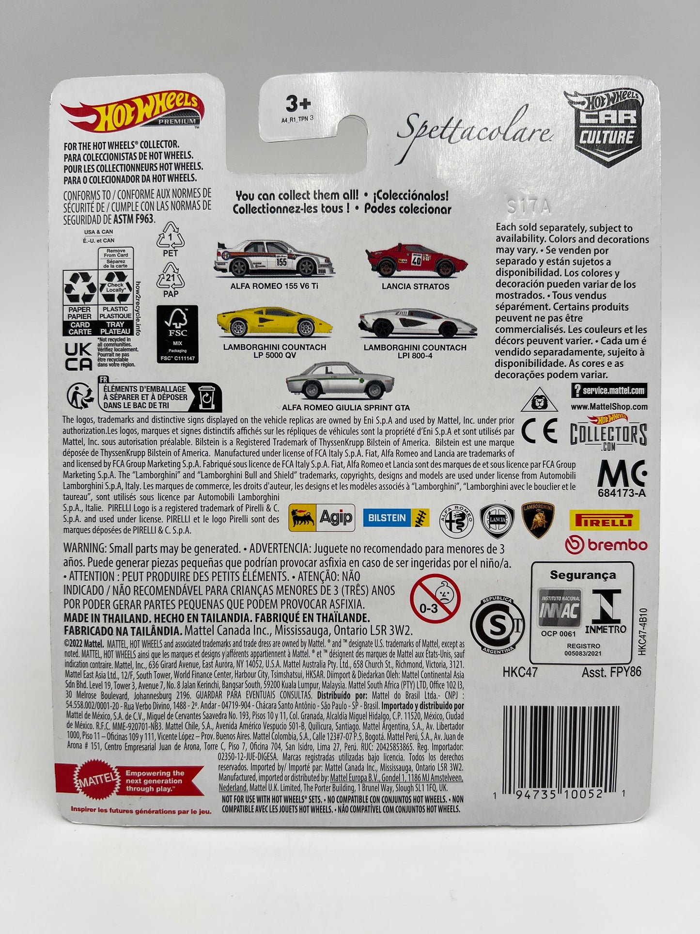 Hot Wheels Premium Spettacolare #3 Lamborghini Countach LP 5000 QV Yellow 255D