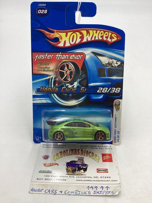 2006 Hot wheels #028 Faster Than Ever Green Honda Civic Si