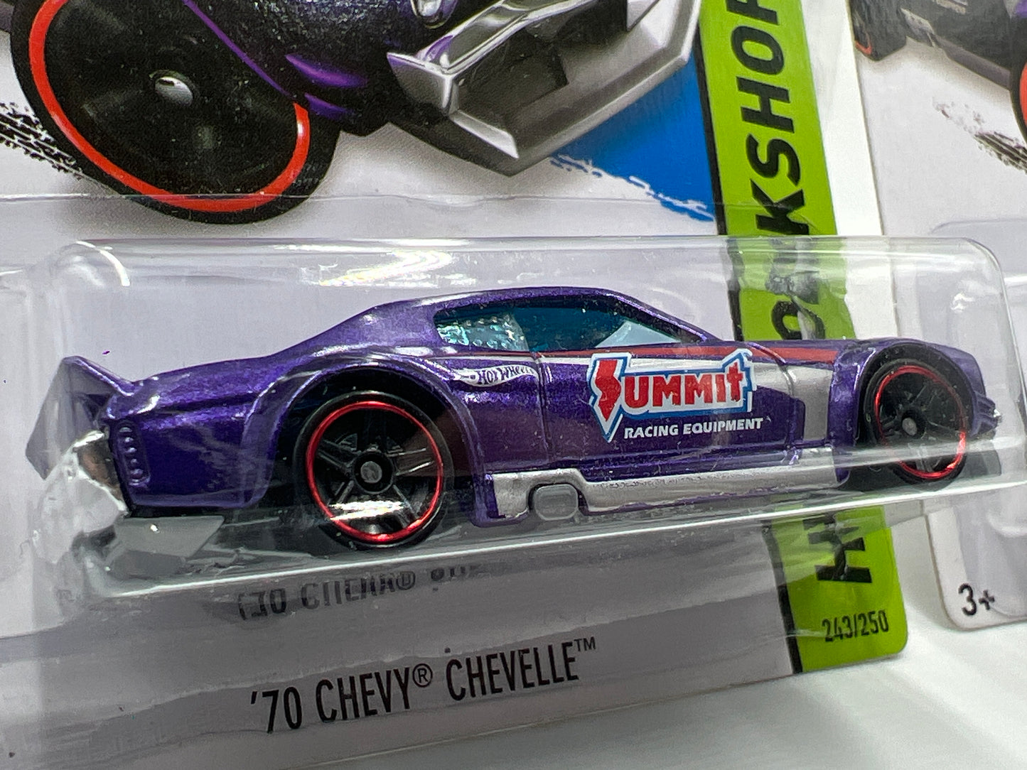 2014 Hot Wheels Workshop #243 70 Chevy Chevelle Purple Summit 2 Pack MC5/PR5 Wheel Variations W/Protector