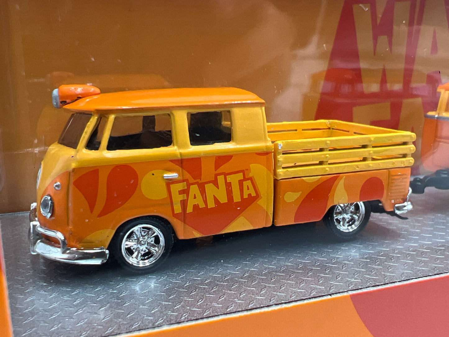 2025 M2 Machines Auto Haulers Coca Cola Fanta 1960 VW Double Cab Truck & 1960 VW 15 Window Bus TW40