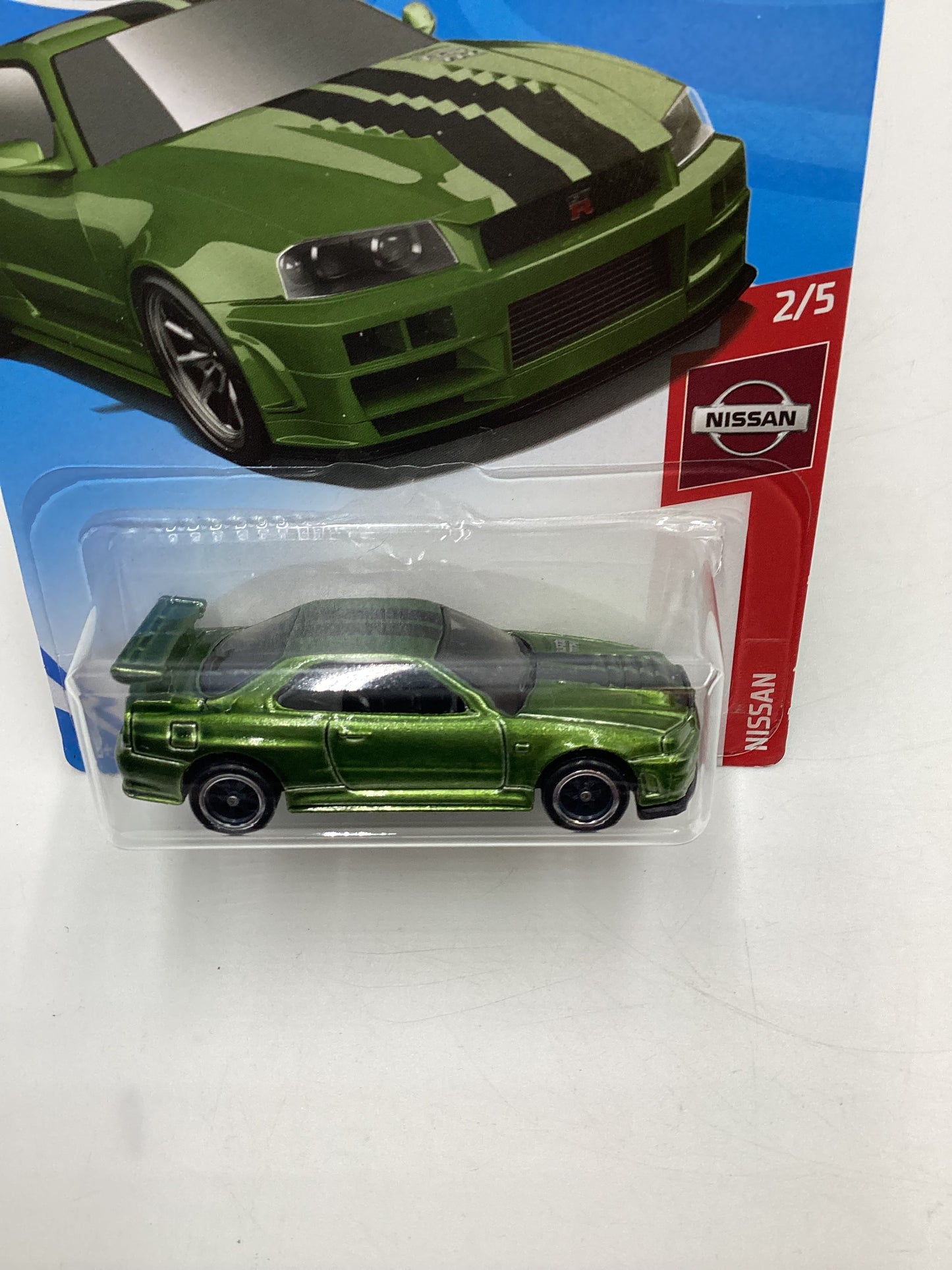 2019 Hot Wheels #045 Super Treasure Hunt Nissan Skyline GT-R BNR34 Green W/Protector