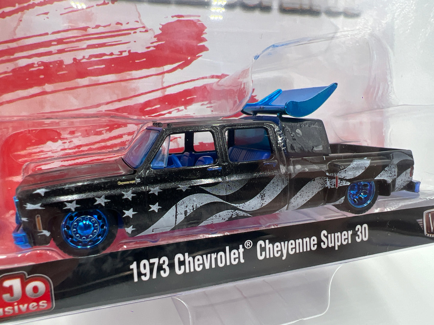2025 M2 Machines Mijo Exclusives Stars & Stripes CHASE 1973 Chevrolet Cheyenne Super 30 Black