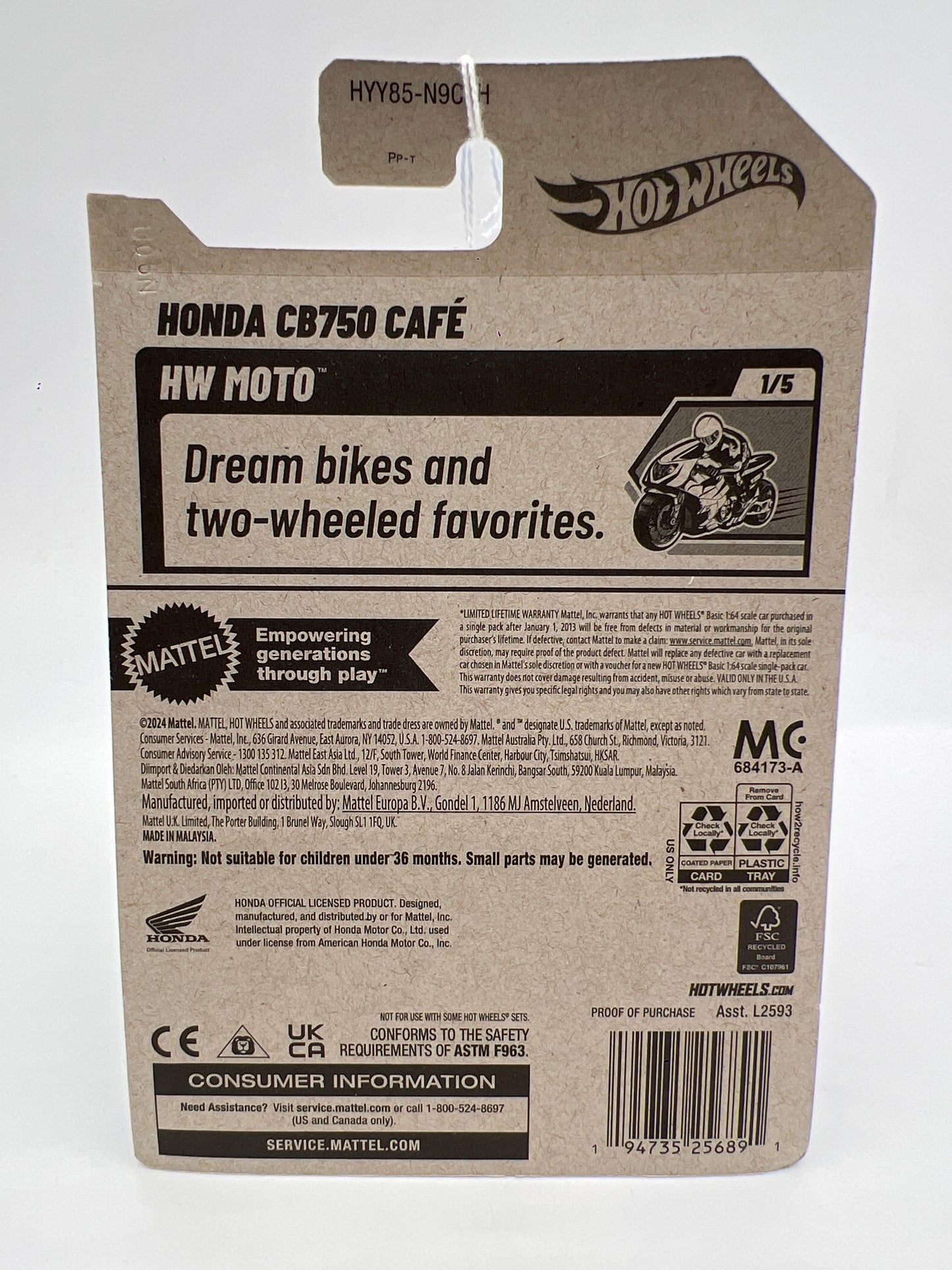 2025 Hot Wheels HW Moto #150 Honda CB750 Cafe Red/Black 76i