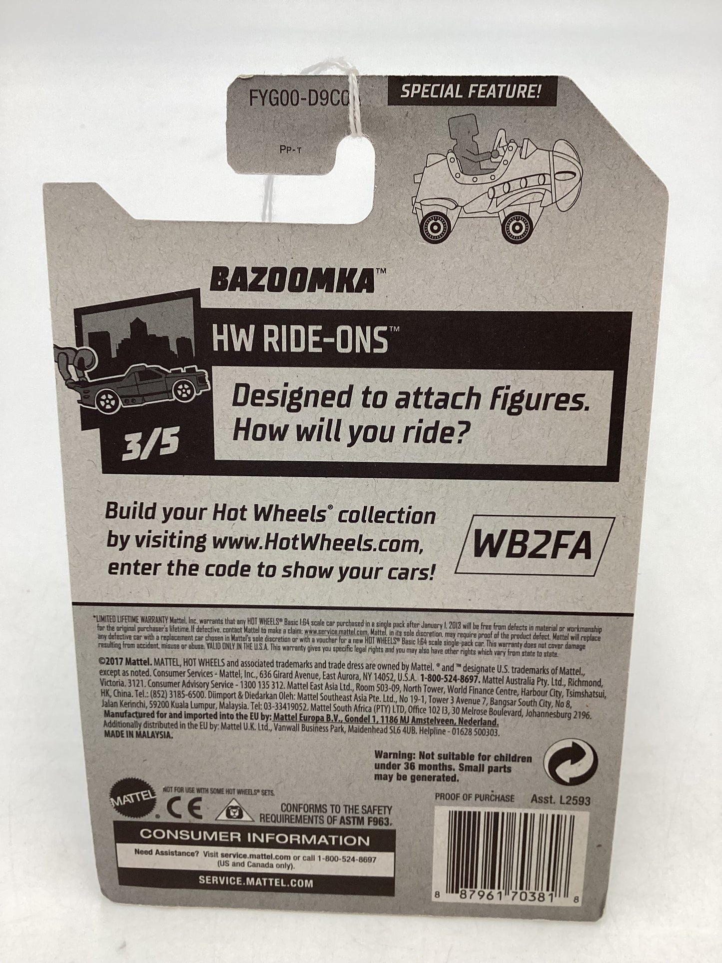 2019 HOT WHEELS TREASURE HUNT #15 Factory Sealed Bazoomka 275H