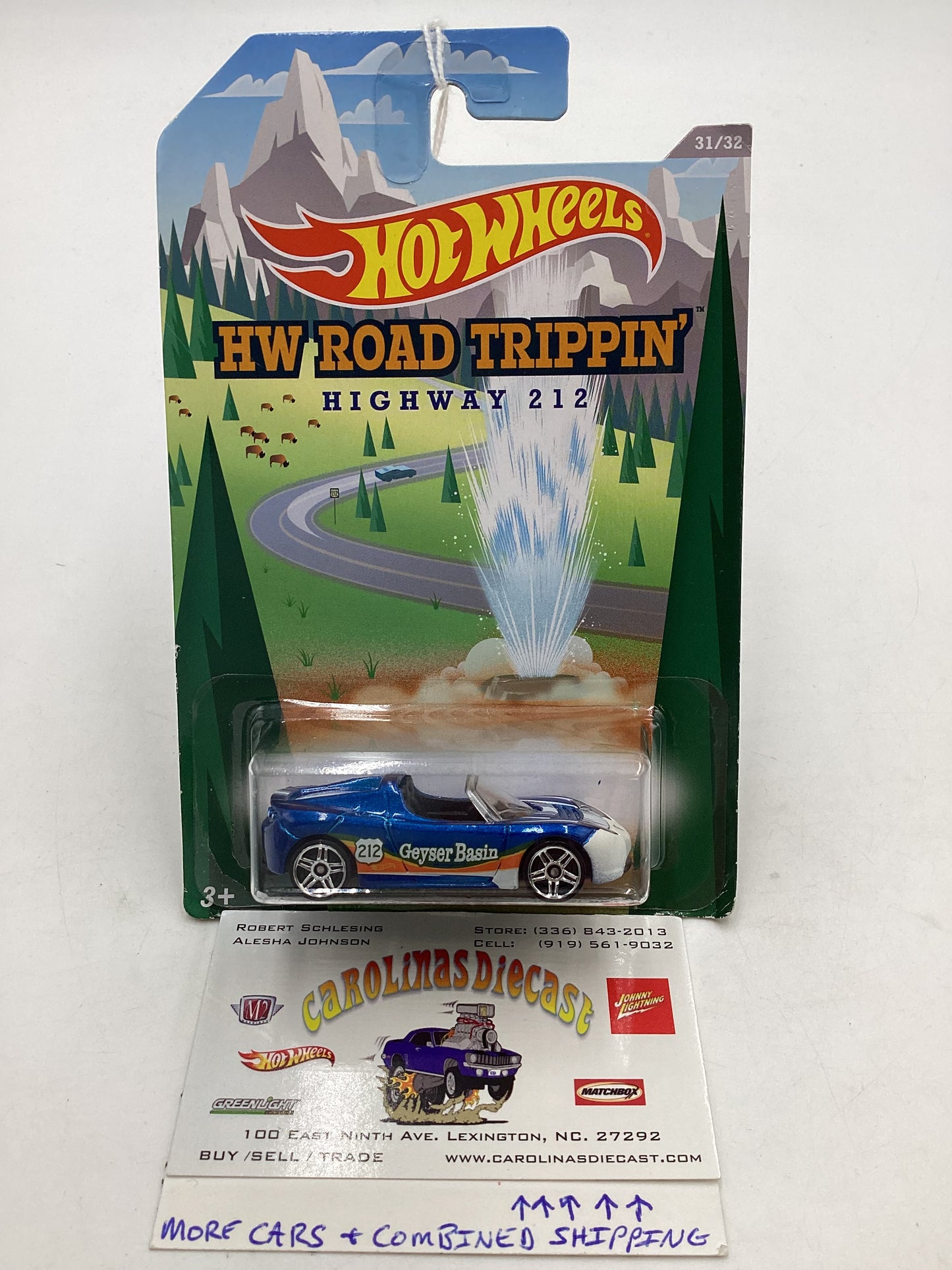 Hot Wheels 2014 Road Trippin HWY 212 Tesla Roadster #31 (Card Not Perfect) 155C