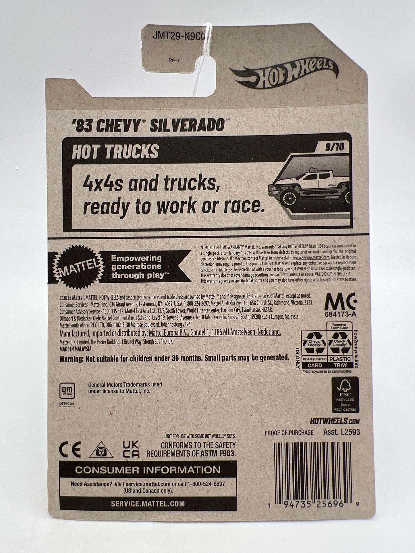 2025 Hot Wheels Q Case Hot Trucks #157 83 Chevy Silverado Dark Gray 16A