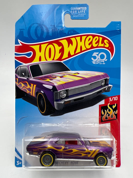 2018 Hot Wheels Super Treasure Hunt 68 Chevy Nova Purple W/Protector