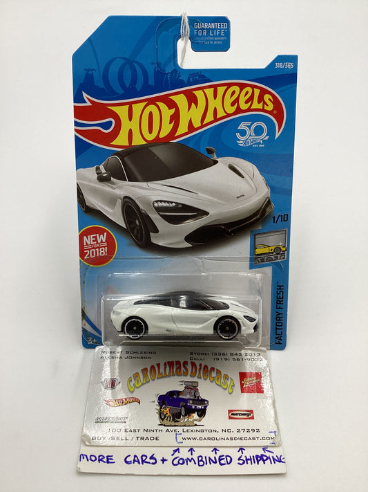 2018 Hot Wheels #318 McLaren 720S White 102i