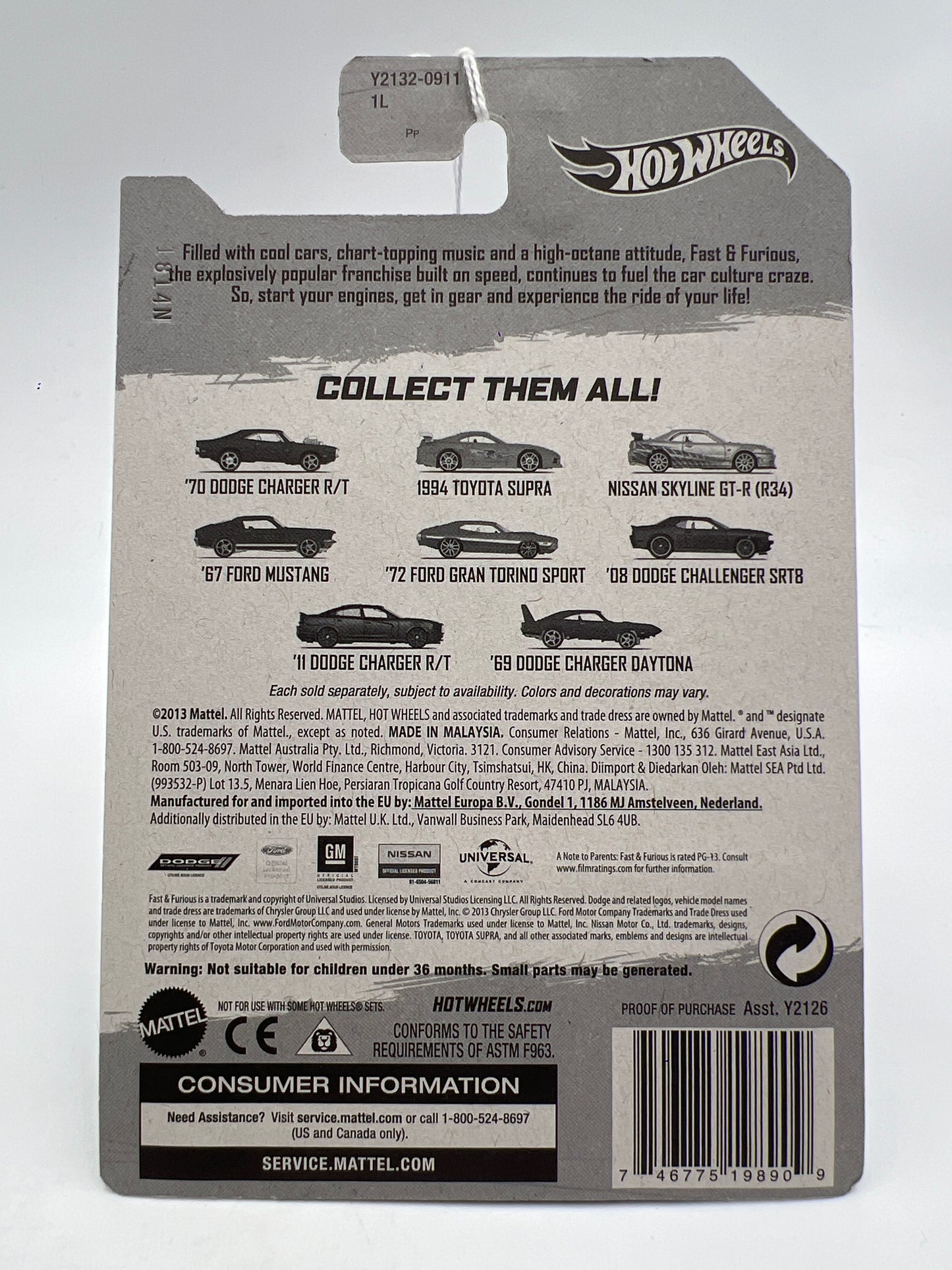 Hot Wheels Fast and Furious #7 7/8 11 Dodge Charger R/T Matte Black SR