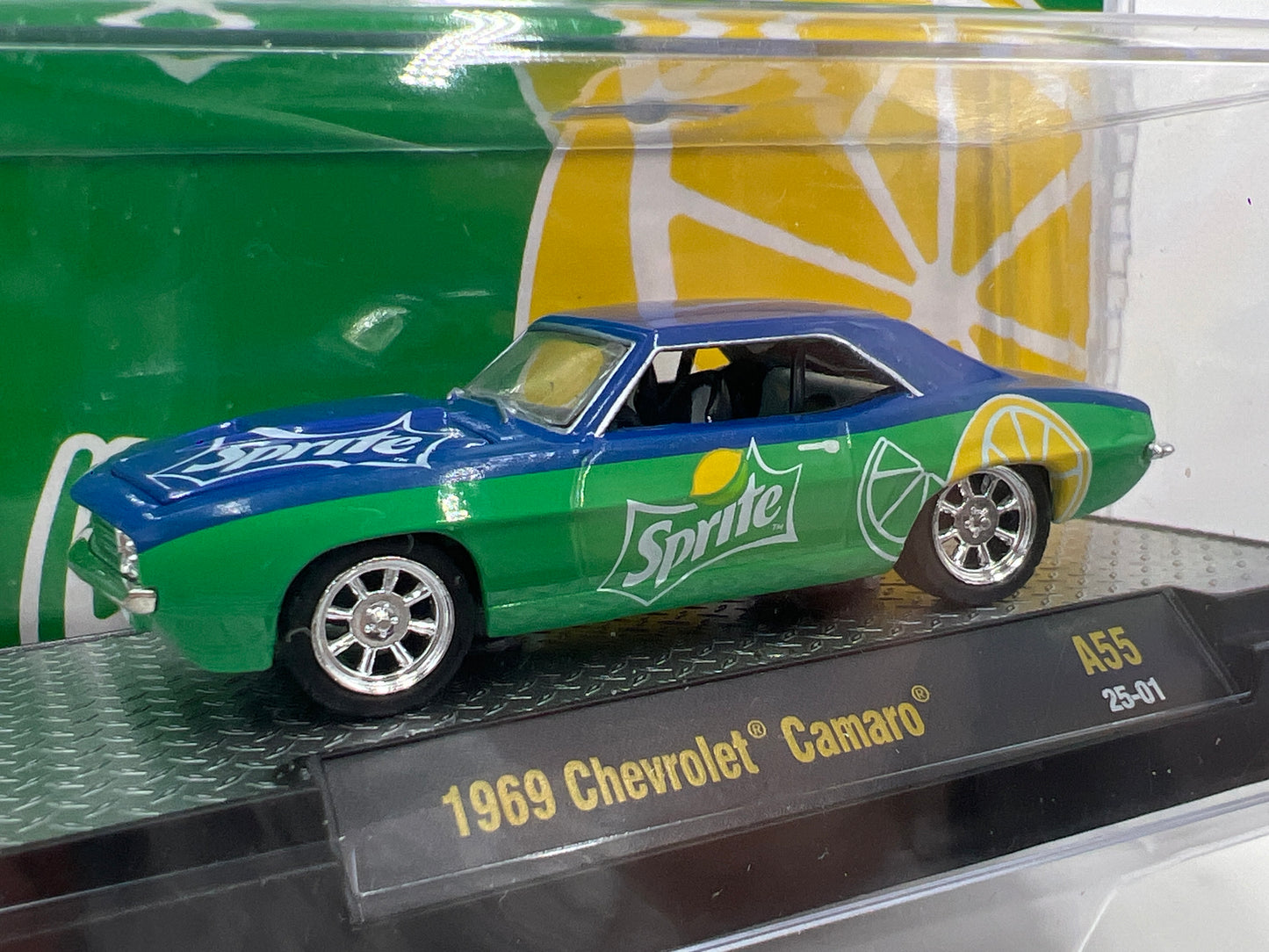 2025 M2 Machines Coca Cola Sprite 1969 Chevrolet Camaro Green/Blue A55 205E