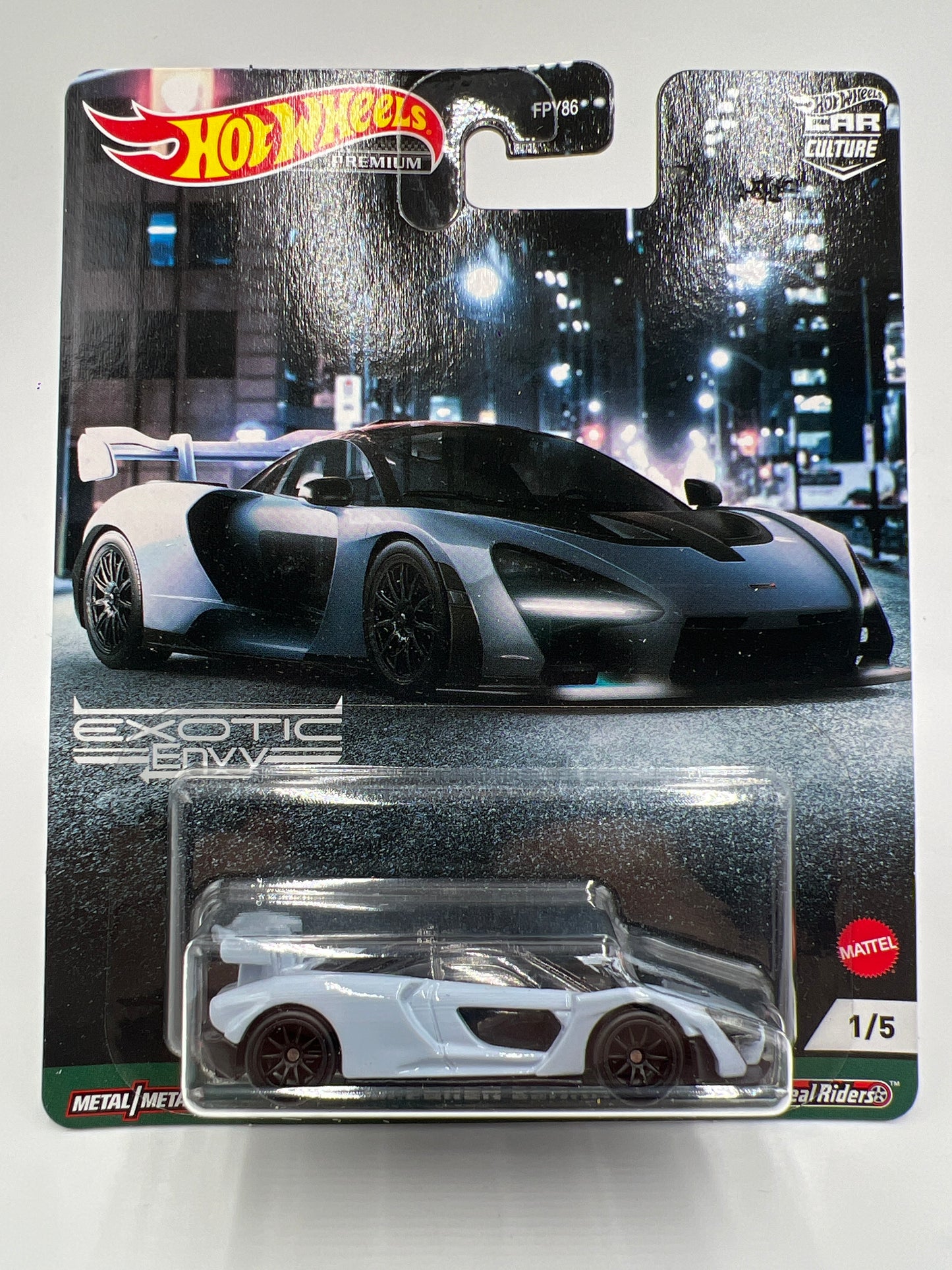 Hot Wheels Premium Exotic Envy #1 McLaren Senna Light Gray 245B
