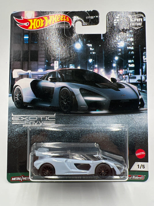 Hot Wheels Premium Exotic Envy #1 McLaren Senna Light Gray 245B