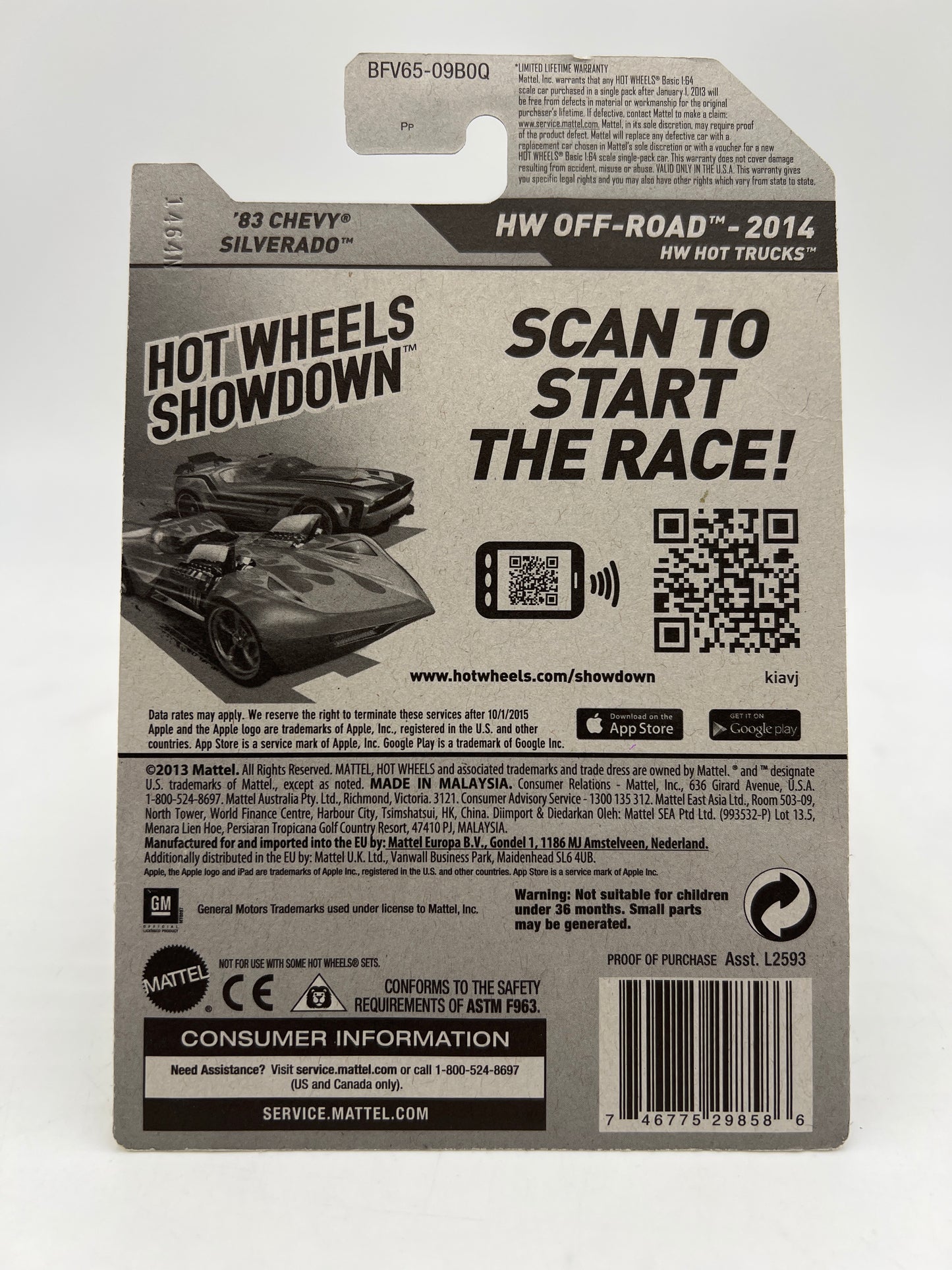 2014 Hot Wheels Off-Road #136 83 Chevy Silverado Green Kmart Exclusive W/Protector