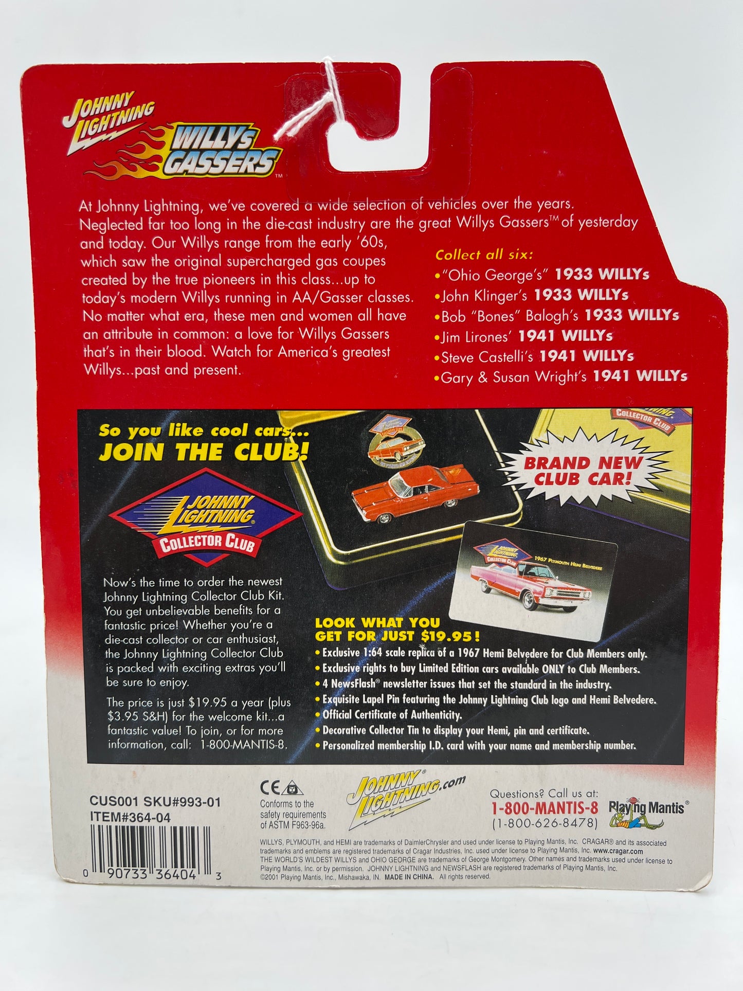 Johnny Lightning Willys Gassers 1933 Willys Bob Bones Balogh Red 221E