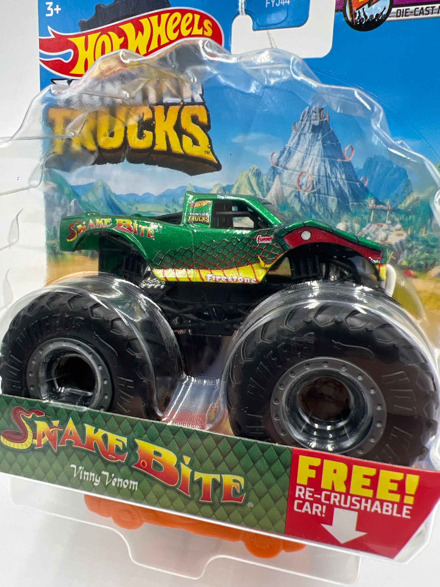 Hot Wheels Monster Trucks Fan Favorites #1 Snake Bite Vinny Venom Cracked Blister 127F