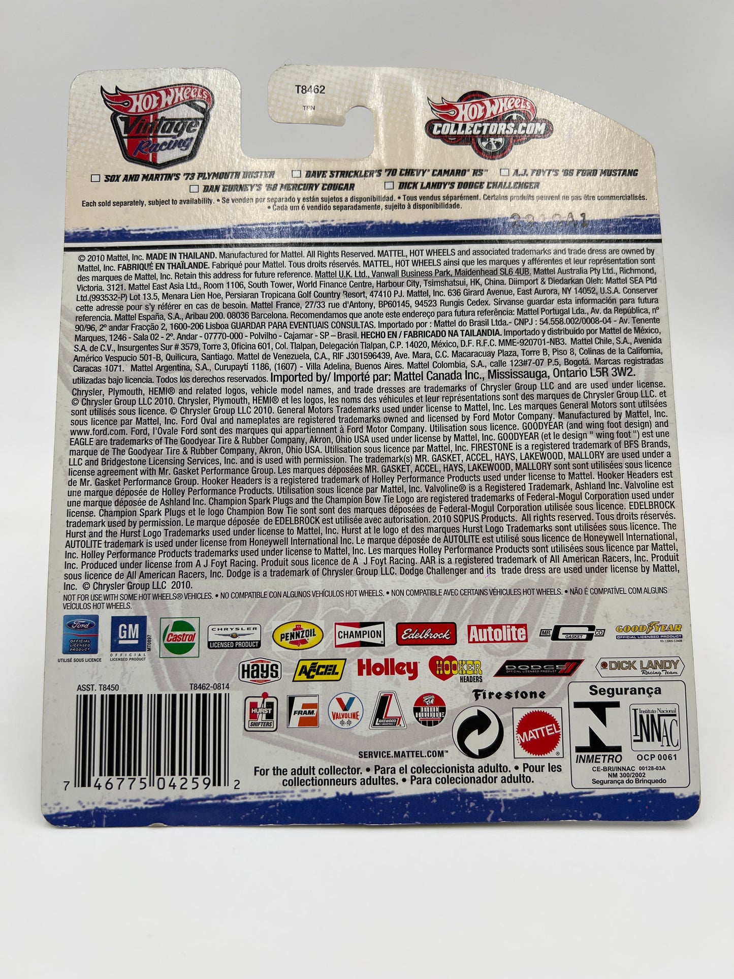 Hot Wheels Premium Vintage Racing #4 Dave Stricklers 70 Chevy Camaro RS White W/Protector