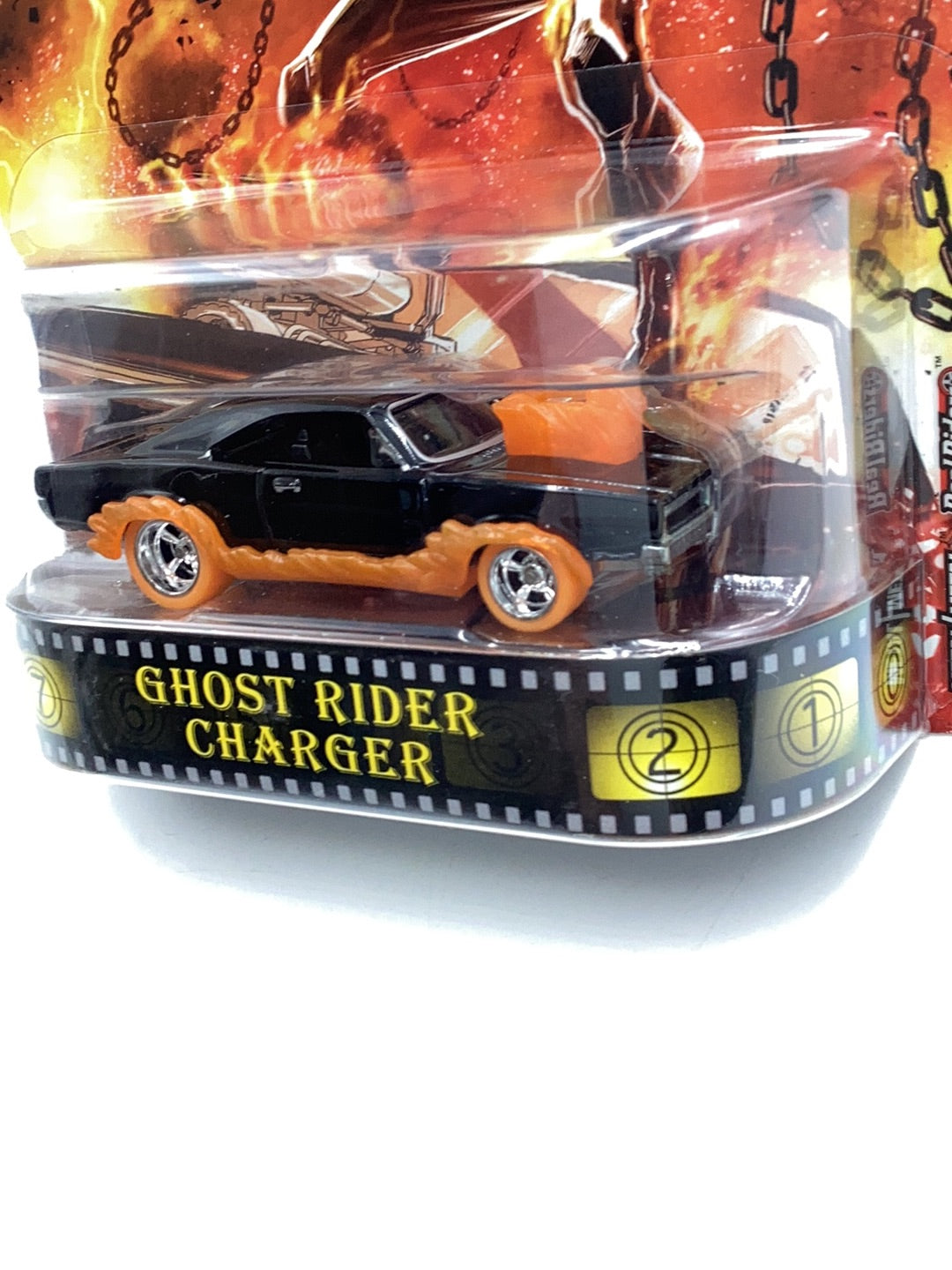 2018 Hot wheels retro entertainment Ghostrider Charger card variant Orange 264F
