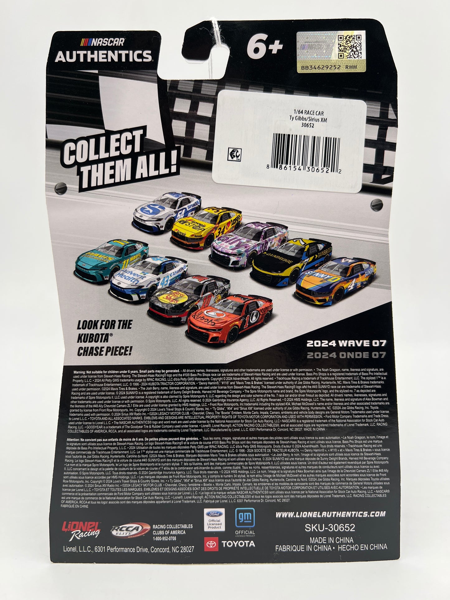 2024 Nascar Authentics Wave 7 #54 Ty Gibbs White/Blue SR