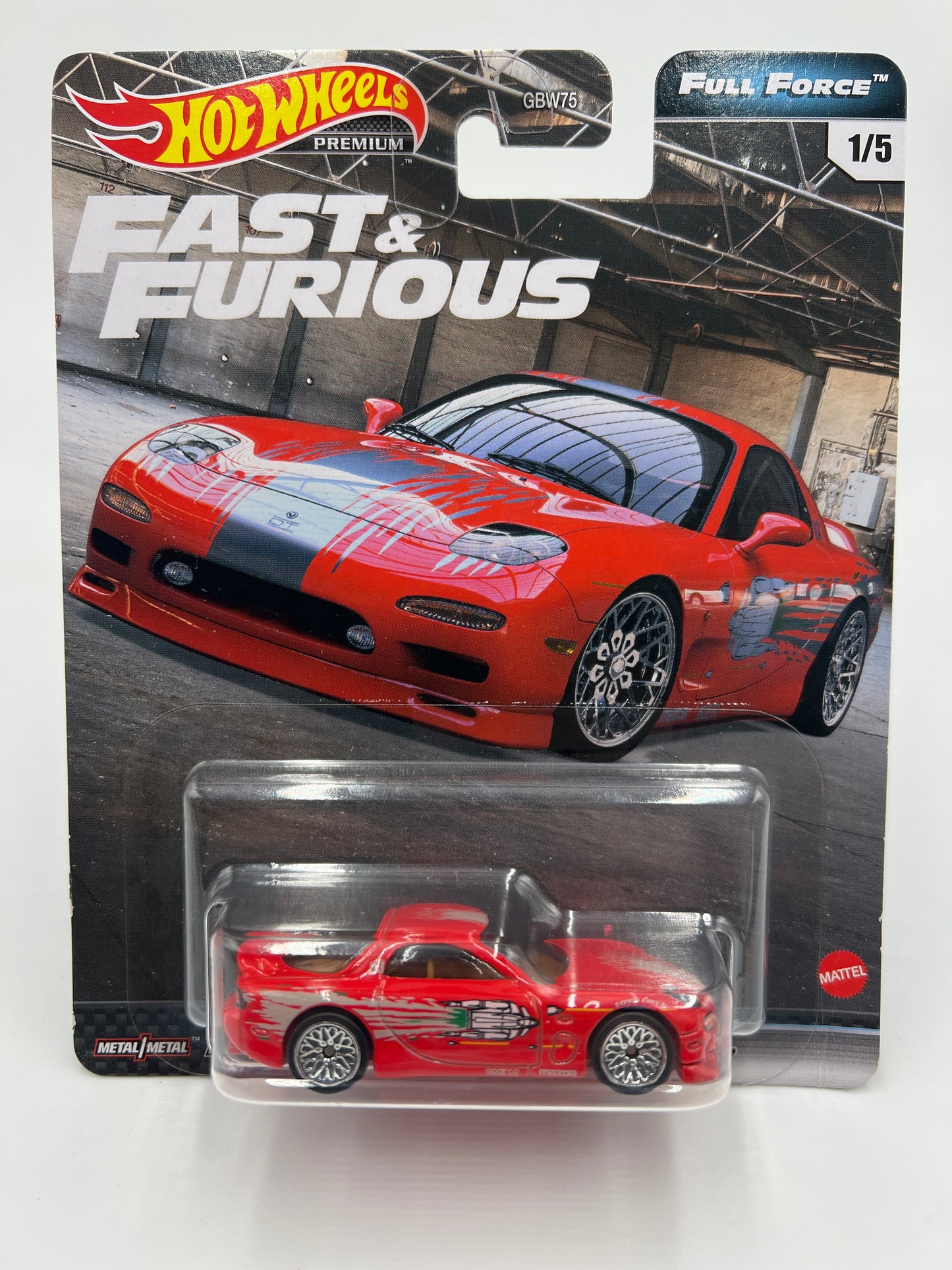 Hot Wheels Fast & Furious Full Force #1 95 Mazda RX-7 Red W/Protector 2