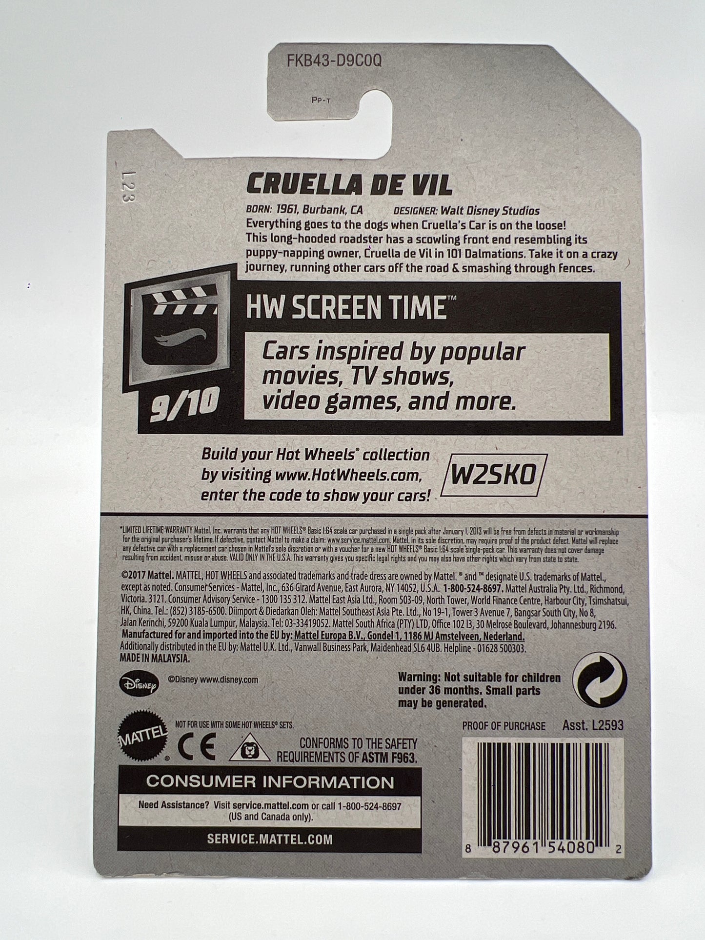 2018 Hot Wheels Super Treasure Hunt Cruella De Vil Red W/Protector