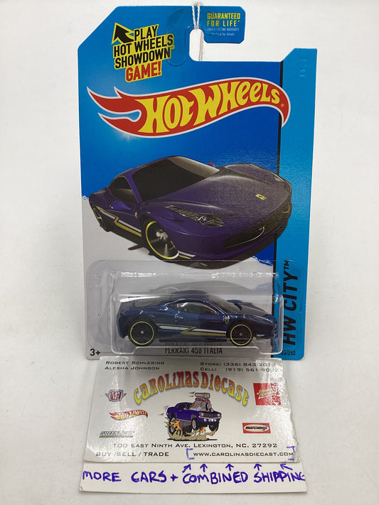 2014 Hot Wheels #35 Ferrari 458 Italia Blue SR