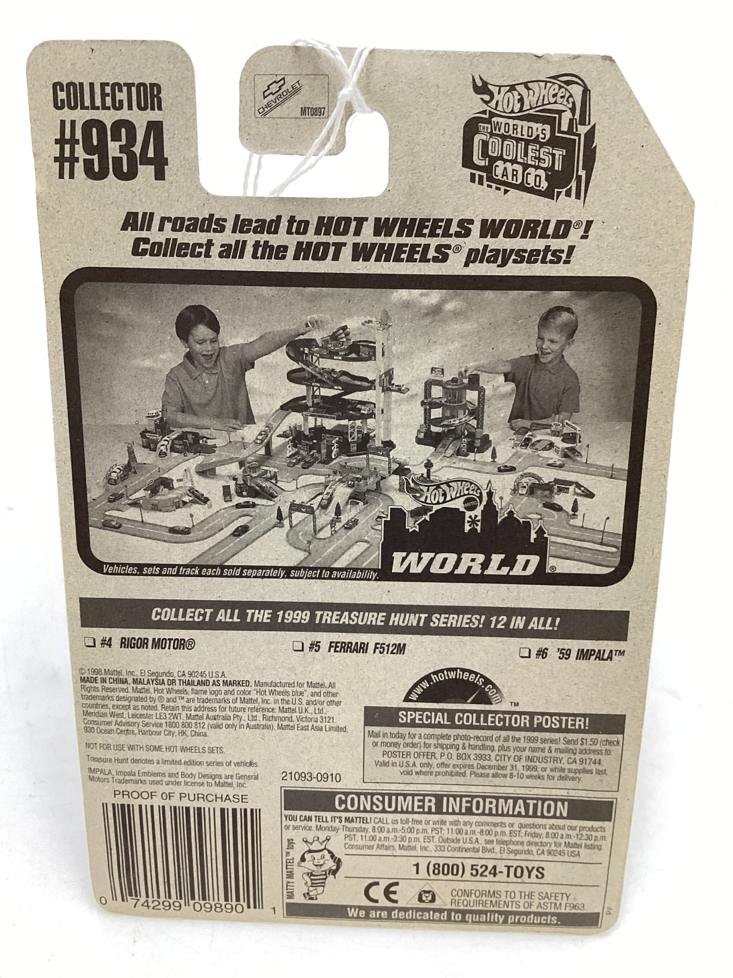 1999 Hot Wheels Treasure Hunt Series 6/12 59 Impala #934 277M