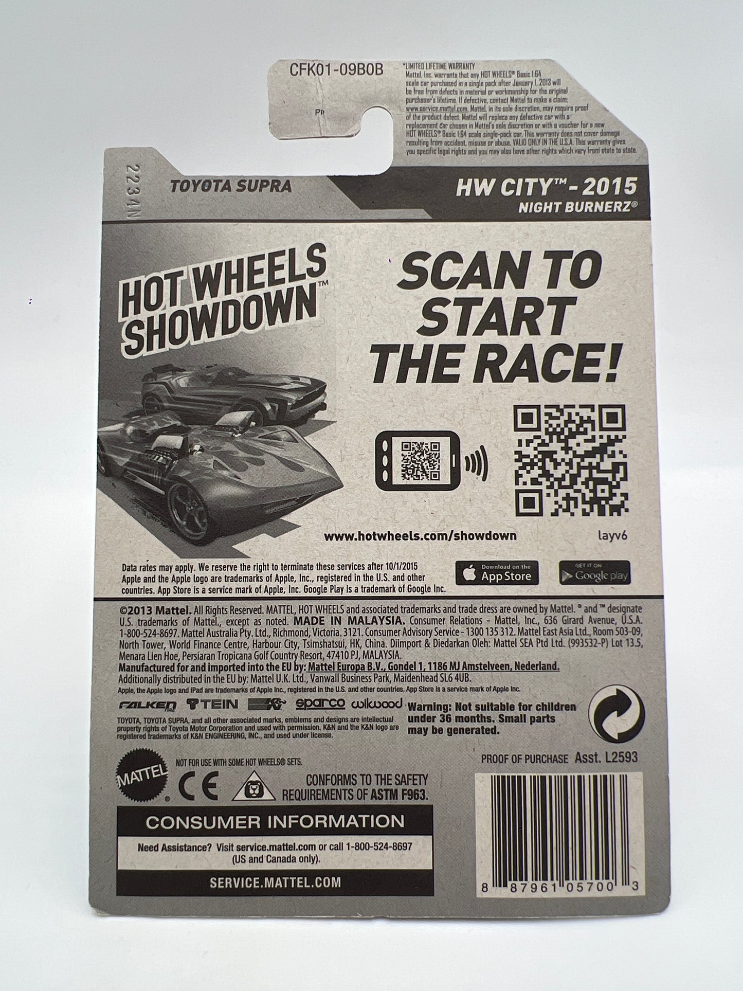 2015 Hot Wheels Kmart Exclusive #22 Toyota Supra Silver Falken W/Protector