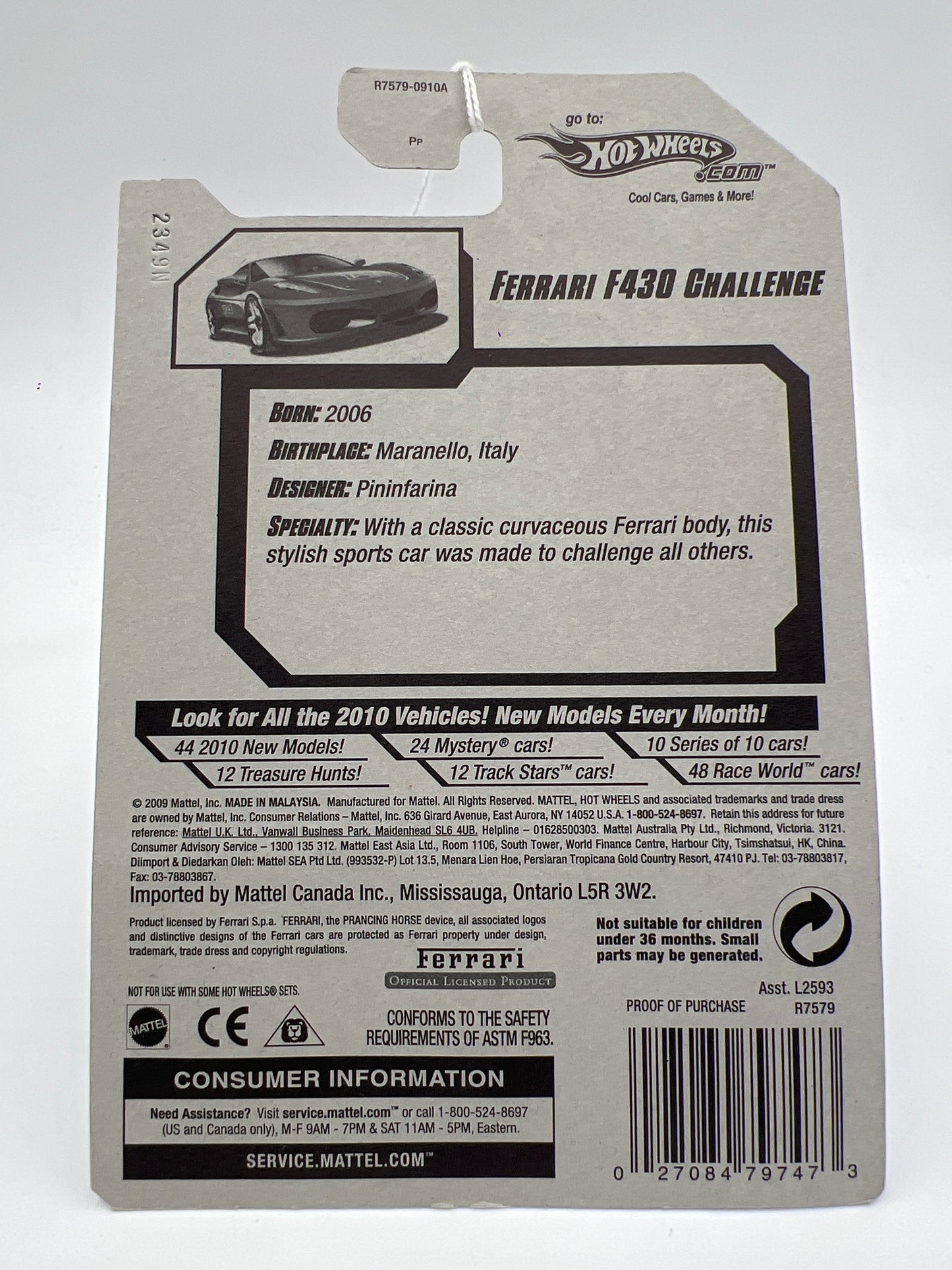 2010 Hot Wheels #154 Ferrari F430 Challenge Red SR