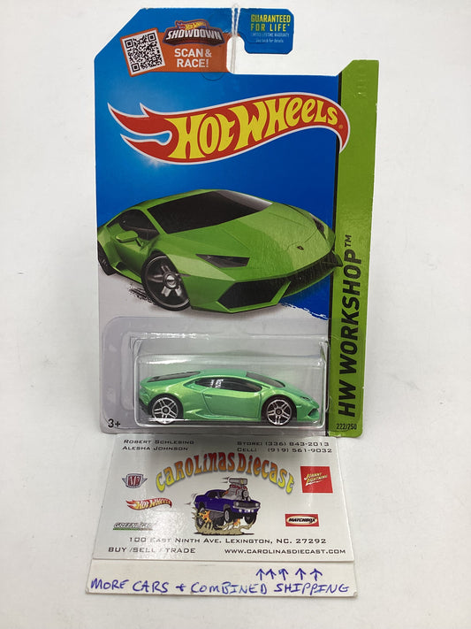 2015 Hot Wheels Workshop #222 *Veins on back* Lamborghini Huracan LP 610-4 Green 101C