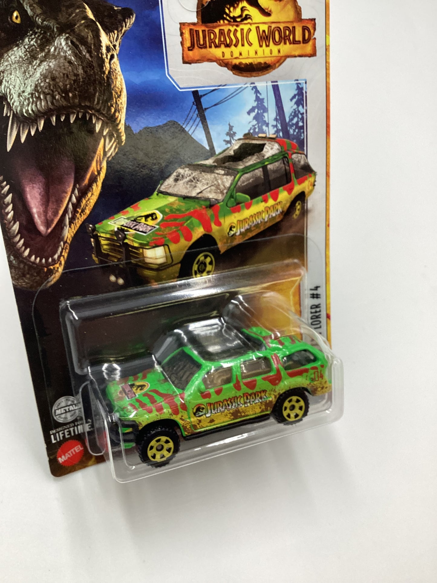 2022 Matchbox Jurassic World Domination 93 Ford Explorer #4 Green Wrecked 163A