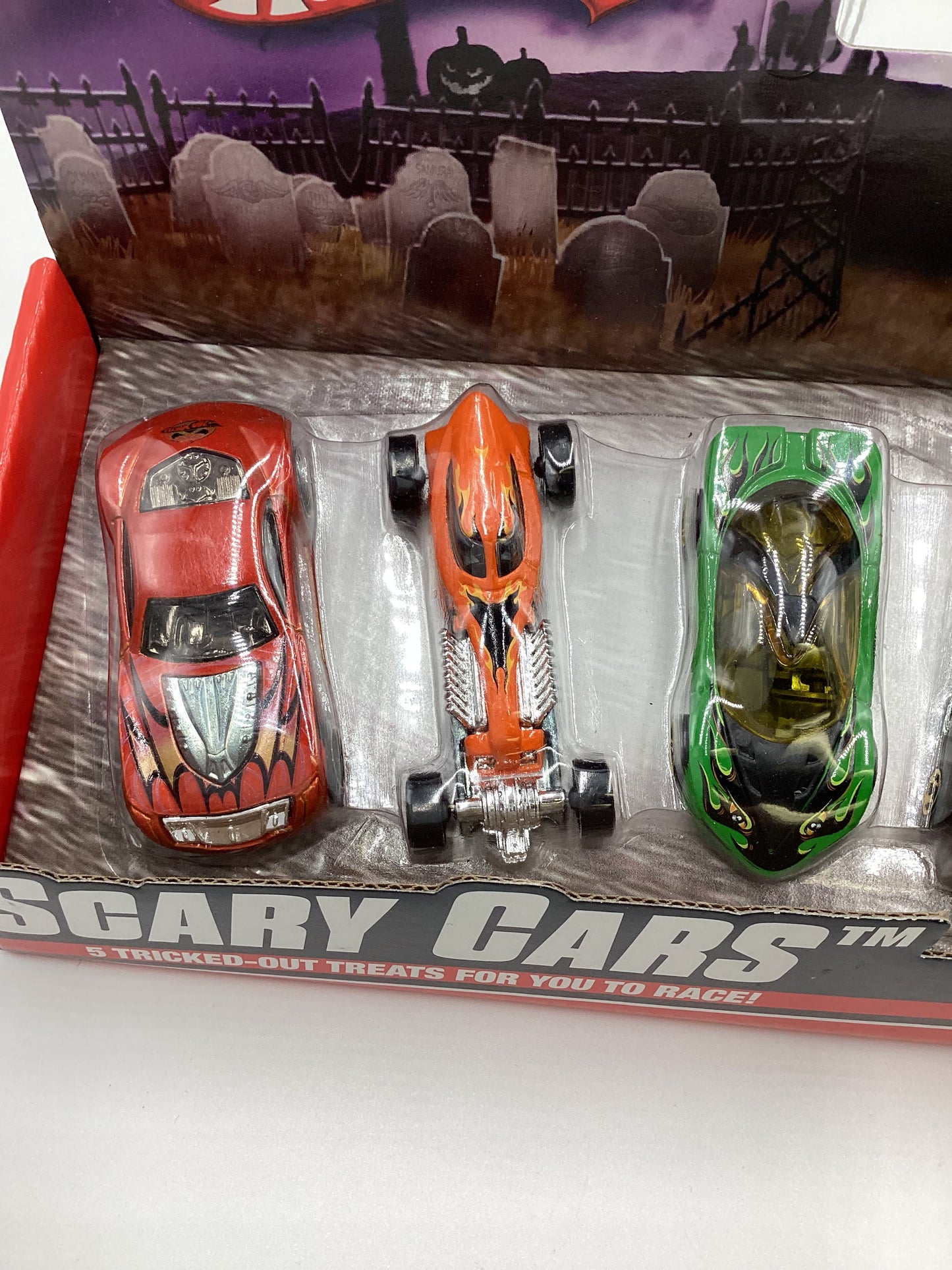 2009 Hot wheels Scary Cars 5 Car Box Set The Demon/ Sweet 16 II/ Sir Ominous/ Pontiac Banshee/ Phantom Racer