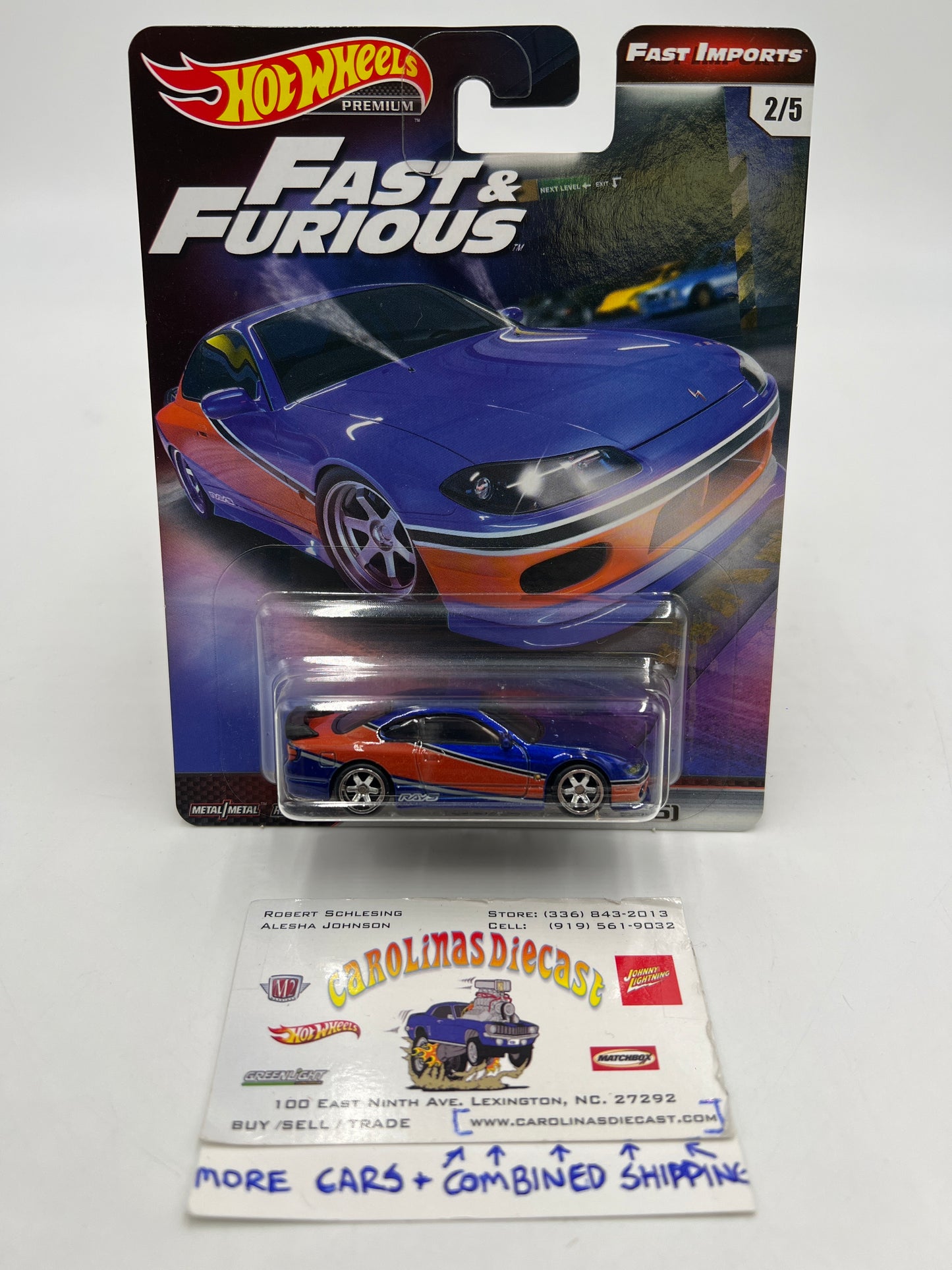 Hot Wheels Fast & Furious Fast Imports #2 Nissan Silvia S15 Blue W/Protector