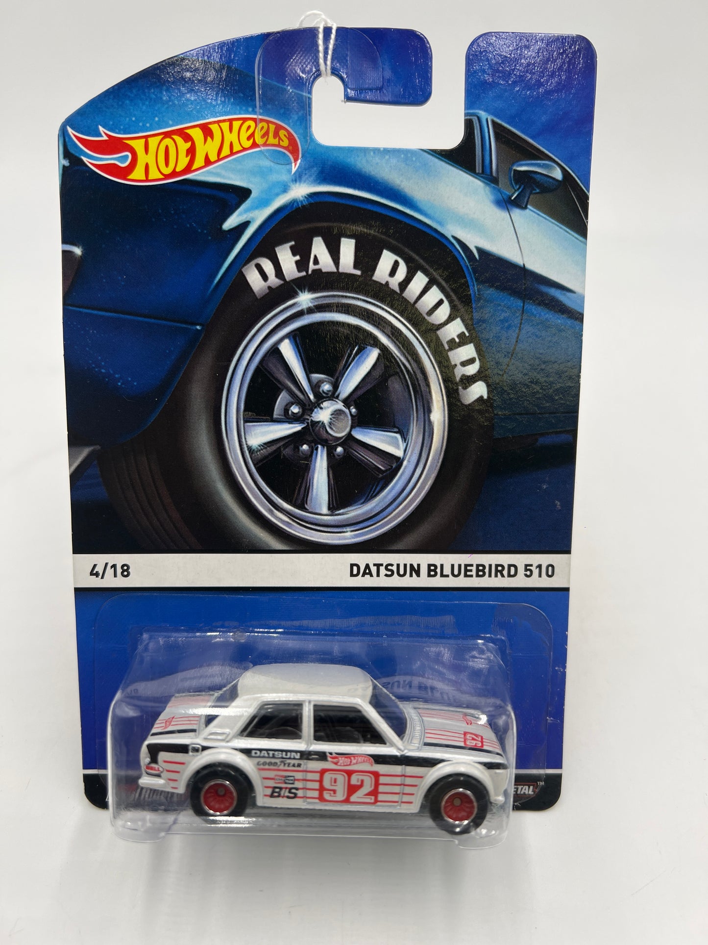 2015 Hot Wheels Heritage Real Riders 4/18 Datsun Bluebird 510 White *Blister Reglued* 245M