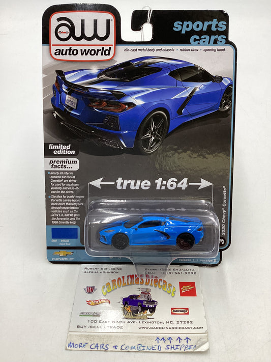 Auto World Sports Cars Version B #3 2020 Chevy Corvette Blue 182E