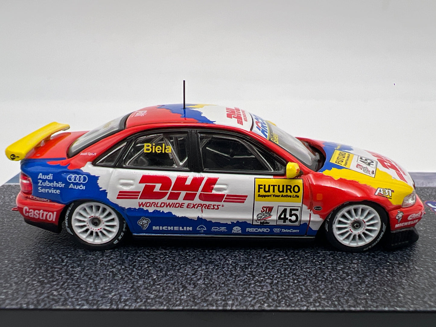 Tarmac Works x Hobby64 Audi A4 Quattro DHL Super Tourenwagen Cup 1998