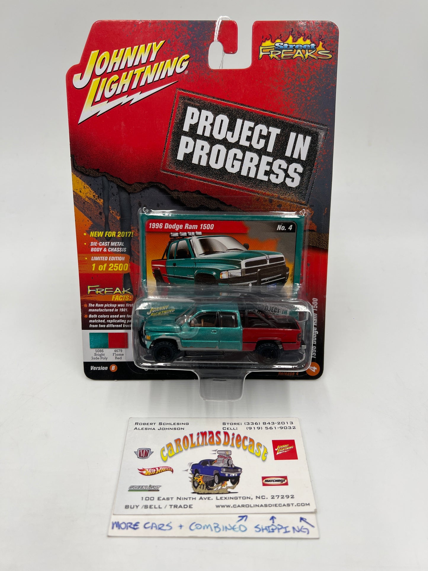 Johnny Lightning Project In Progress Release 4 Version B #4 1996 Dodge Ram 1500 Green/Red