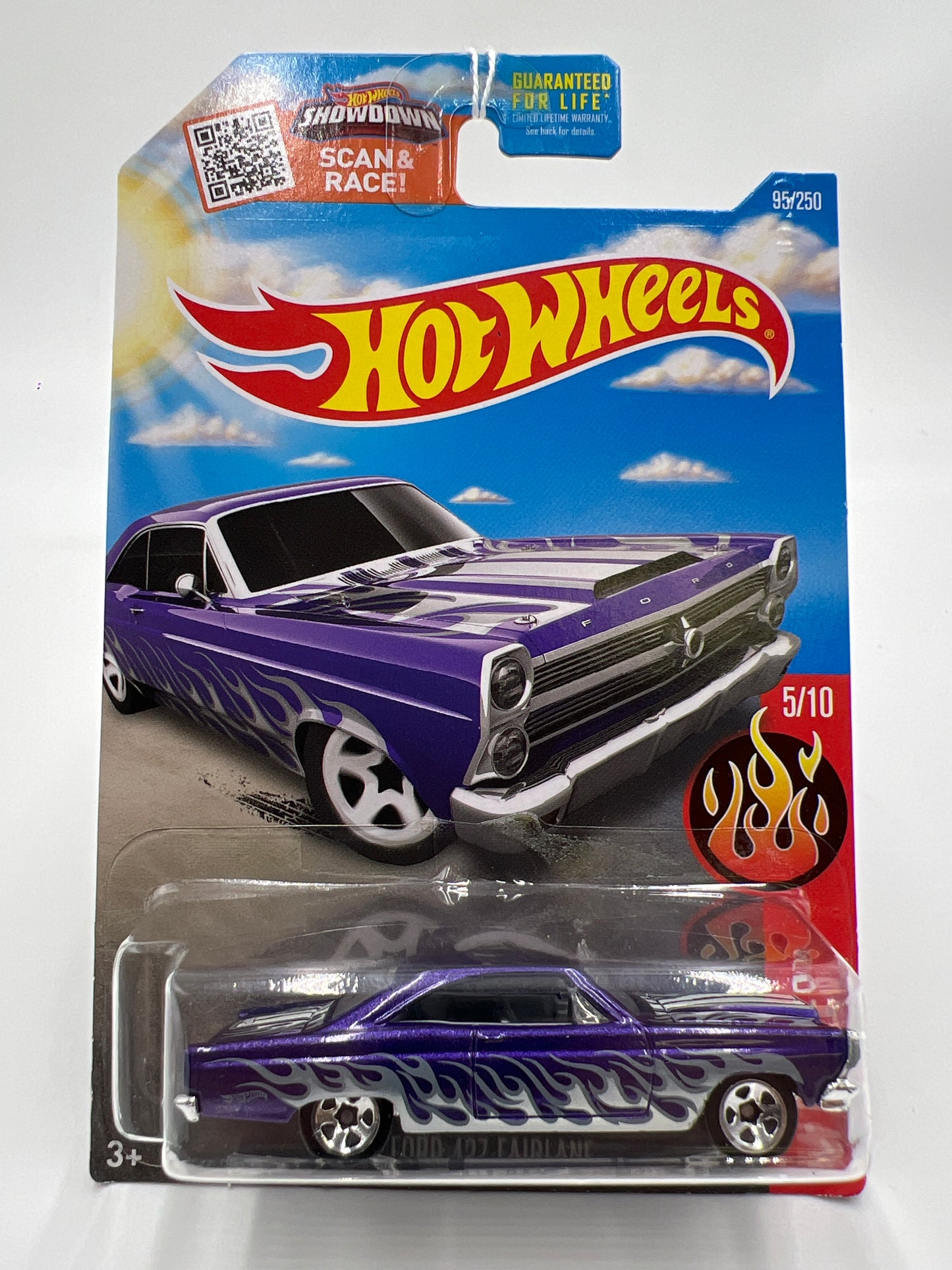 2016 Hot Wheels Flames #95 66 Ford 427 Fairlane Purple Target Spring Card