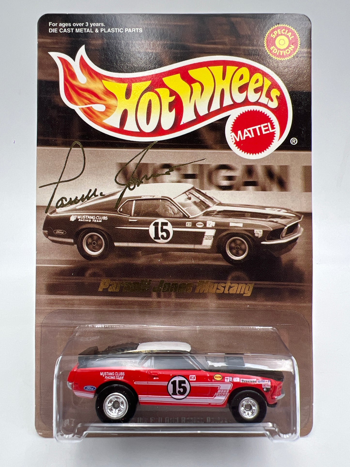 Hot Wheels Special Edition Parnelli Jones 70 Mustang Mach 1 Red W/Protector