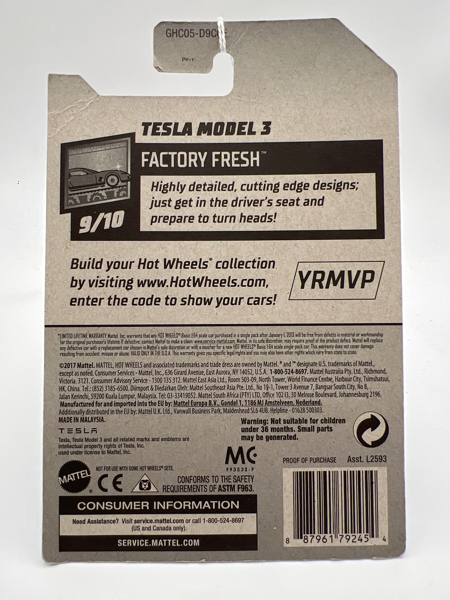 2020 Hot Wheels Factory Fresh #112 Tesla Model 3 Gray (Card Not Perfect) 48F