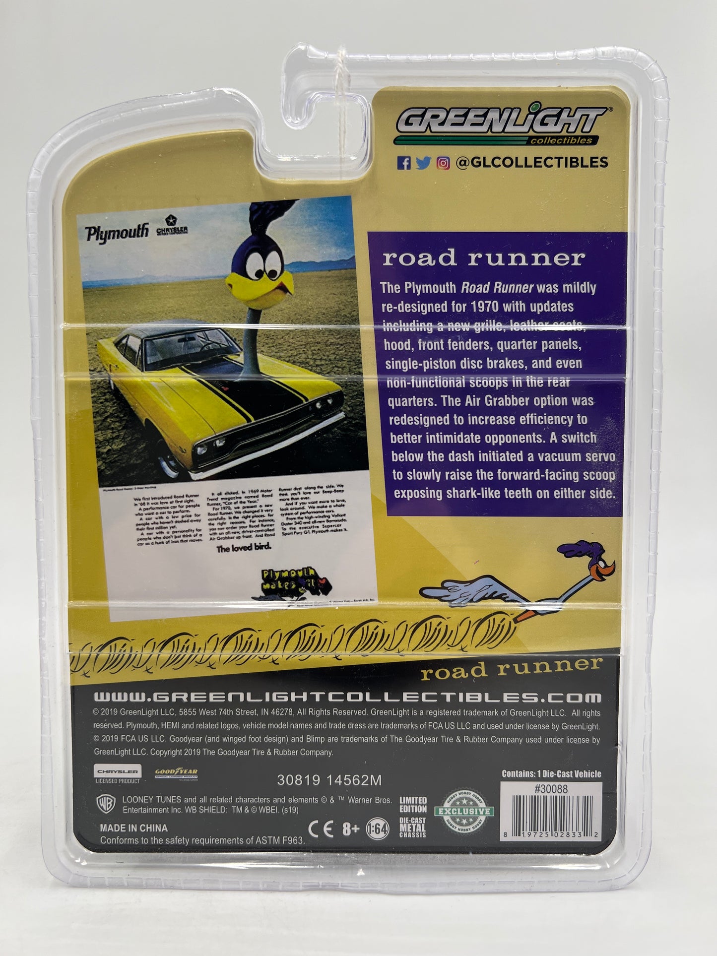 Greenlight Hobby Exclusive The Loved Bird 1970 Plymouth Road Runner Yellow
