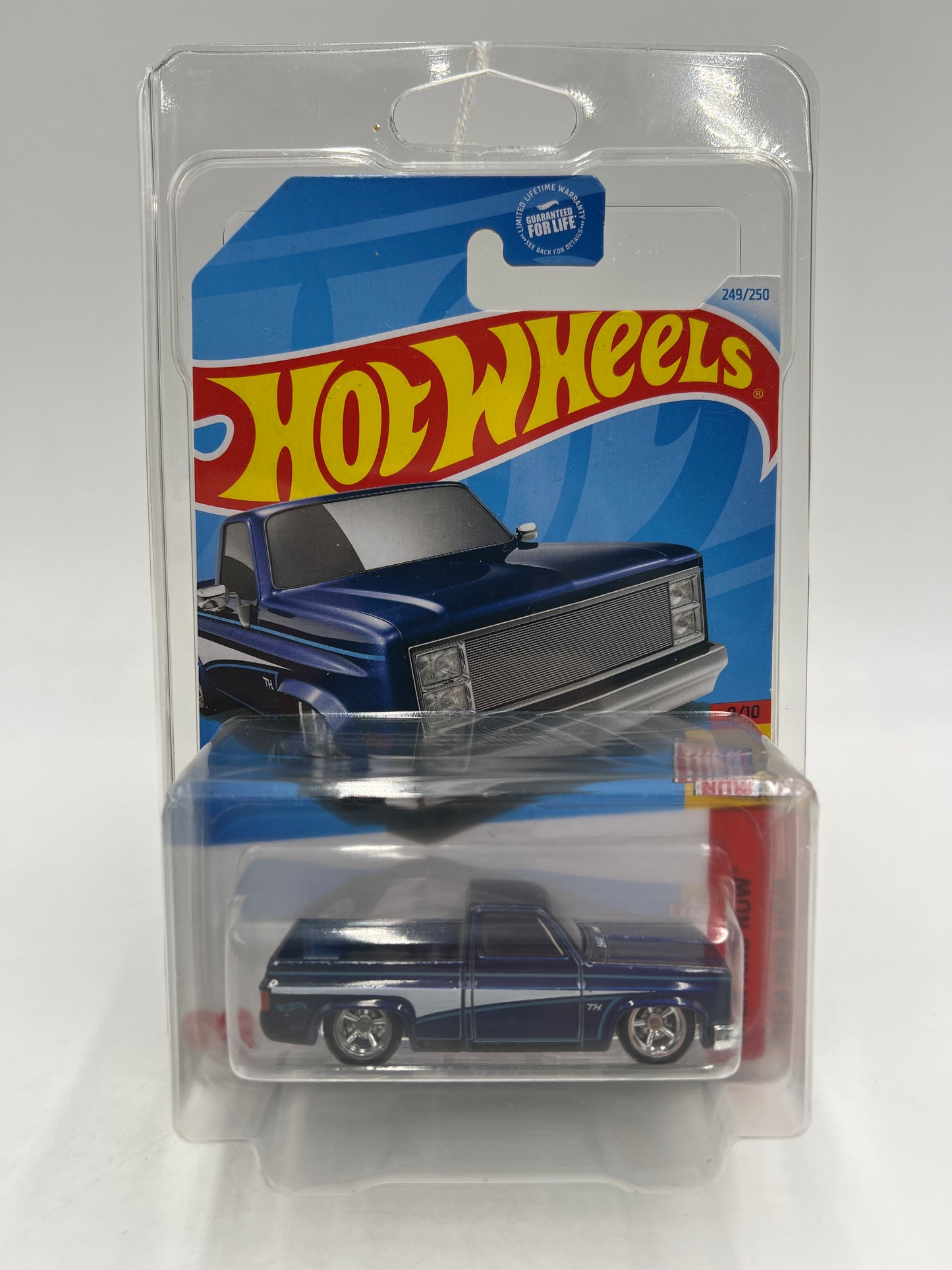 2024 Hot Wheels Super Treasure Hunt #249 83 Chevy Silverado Blue W/Protector Cracked Blister