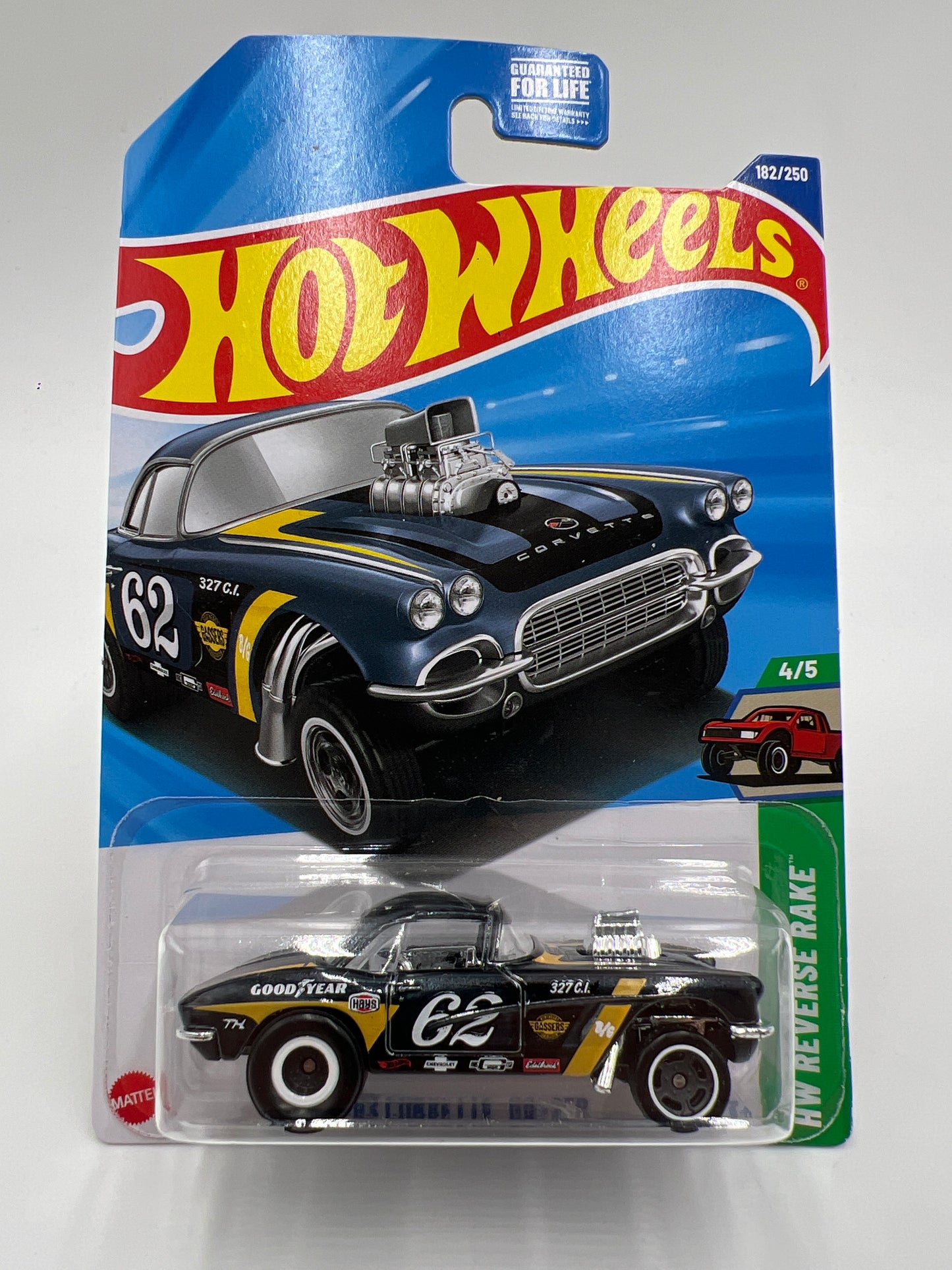 2025 Hot Wheels J Case Super Treasure Hunt #182 62 Corvette Gasser W/Protector