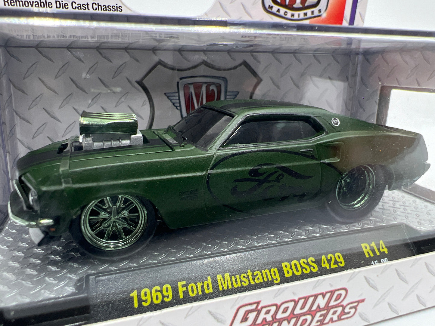M2 Machines Ground Pounders 1969 Ford Mustang Boss 429 Dark Green R14