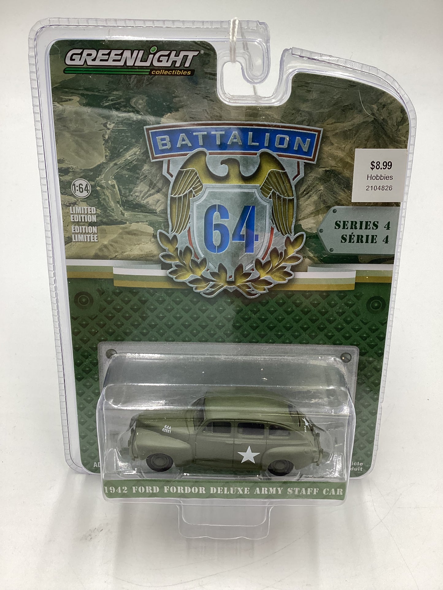 Greenlight GL Battalion 64 Series 4 Ford Fordor Army Staff Car Green 176F