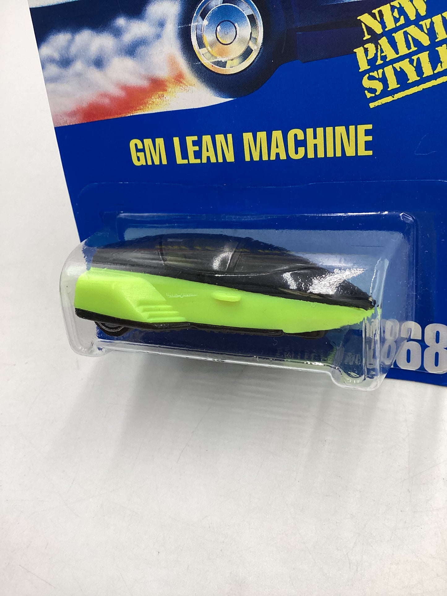 Hot Wheels Blue Card Collector No. 268 GM Lean Machine Green UH Chrome Wheels 237H