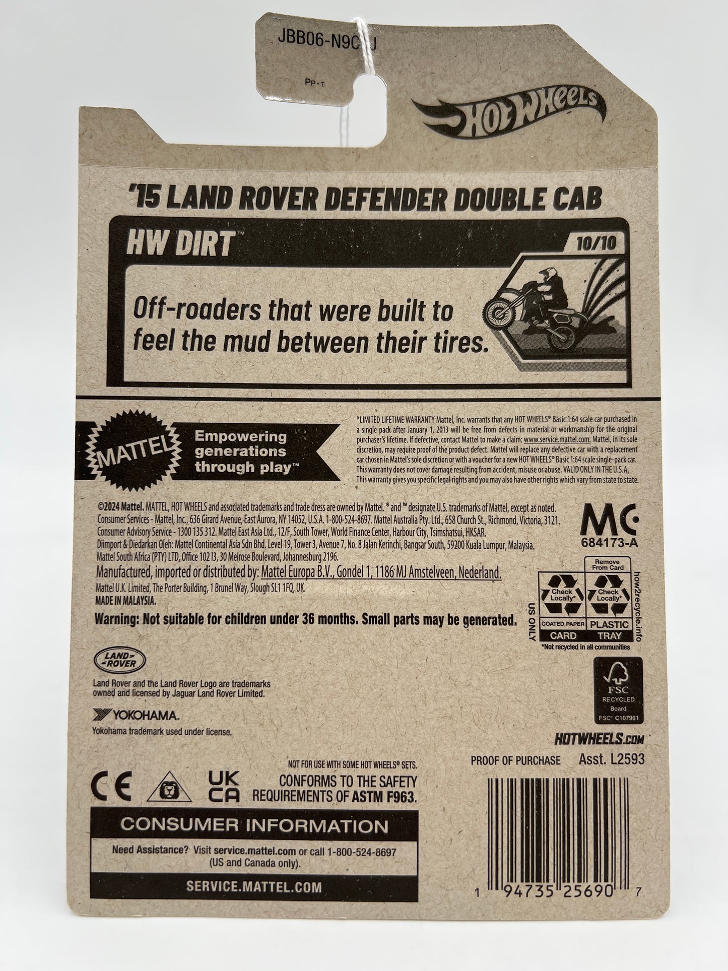 2025 Hot Wheels J Case HW Dirt #179 15 Land Rover Defender Double Cab Red 94i