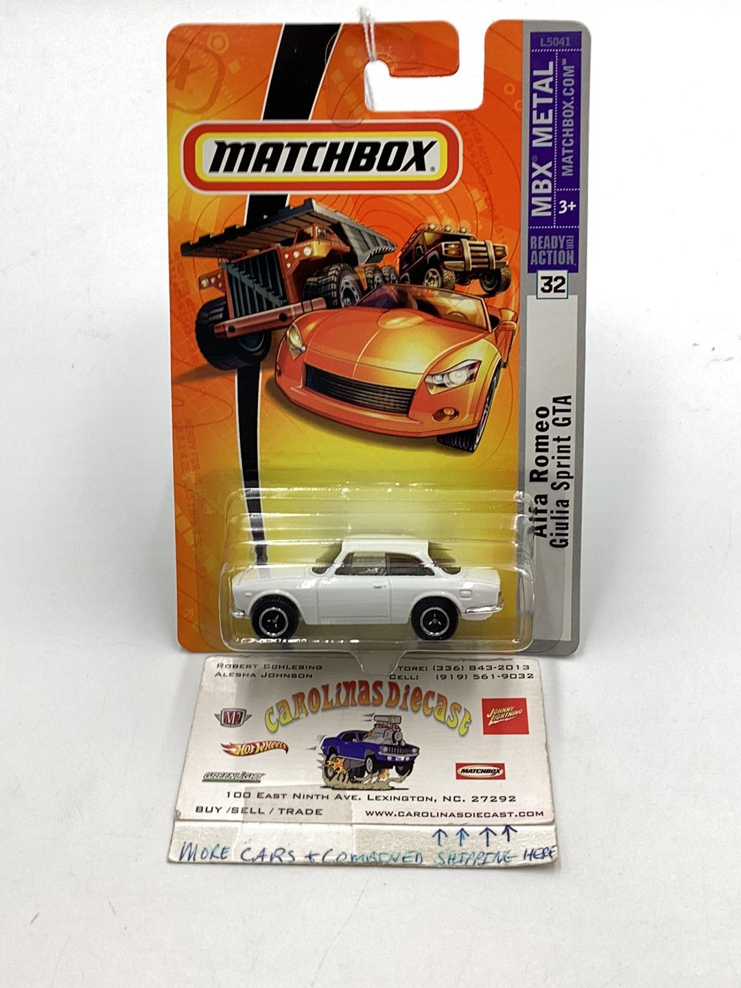 2007 Matchbox #32 Alfa Romeo Giulia Sprint GTA white 208C