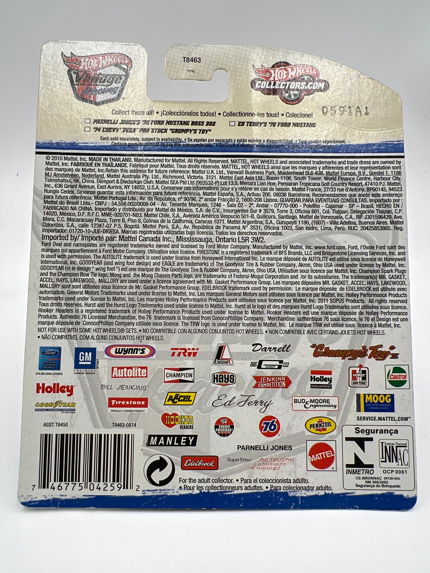 Hot Wheels Premium Vintage Racing #12 74 Chevy Vega Pro Stock Grumpys Toy White/Red W/Protector