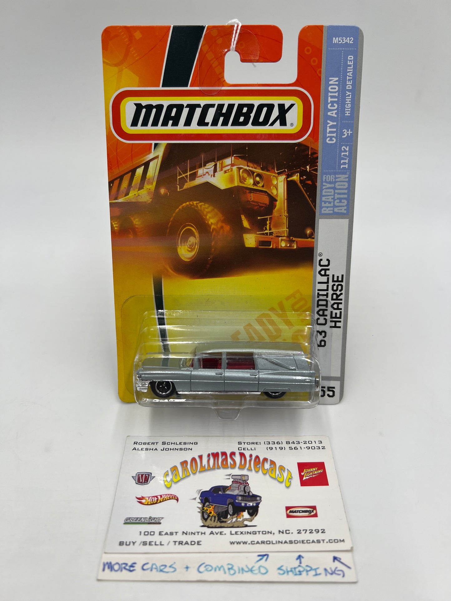Matchbox City Action #55 63 Cadillac Hearse Silver 206C